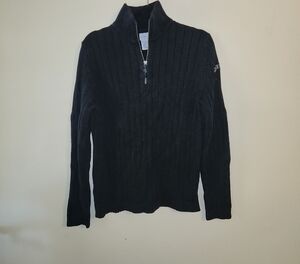 Calvin Klein Jeans Black Ribbed Zip-Up Sweater